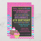 カッ飾プケーキパーティの招待状 招待状 (正面/裏面)