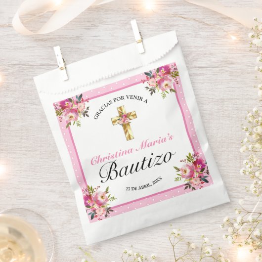 カツオローザフローラオロクルズバウティスムグラシアス フェイバーバッグ (クリップ留めされた状態)