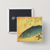 カツオ（カツオ） – 広重のカラフル魚 缶バッジ (正面&裏面)