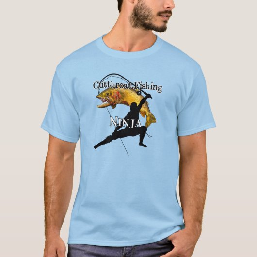 カツストラウト魚釣り忍者ライト魚釣り Tシャツ (正面)