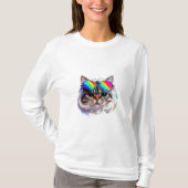 カツラとサングラスのネコ (絵画 #3) Tシャツ (正面)