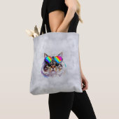 カツラとサングラスの猫 (絵画 #3) トートバッグ (クローズアップ)