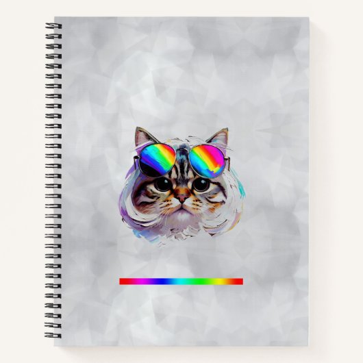 カツラとサングラスの猫 (絵画 #3) ノートブック (正面)