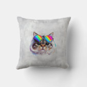 カツラとサングラスをかけた猫 (絵画 #3) クッション (裏面)