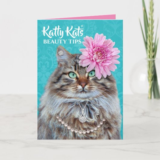 カテおもしろいィ·カットの誕生日美しいのヒント カード (正面)