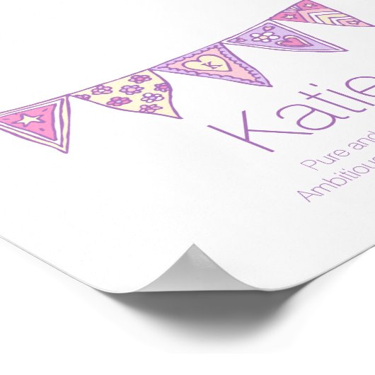 カティの名前は紫のピンクのバンティングを意味描する ポスター (角)