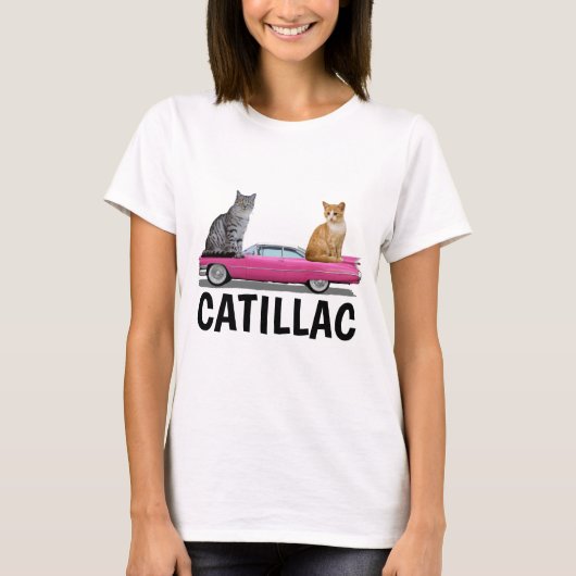 カティラック猫ピンククラシック色の車Tシャツ Tシャツ (正面)