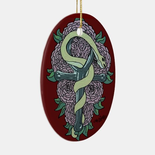 カティ包まれたーCによるスのまわりにネーク・アンキュのタトゥー・アート。 セラミックオーナメント (右)