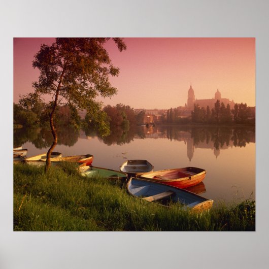 カテドラルと川トルメス，サラマンカ，カスティーリャ ポスター (正面)