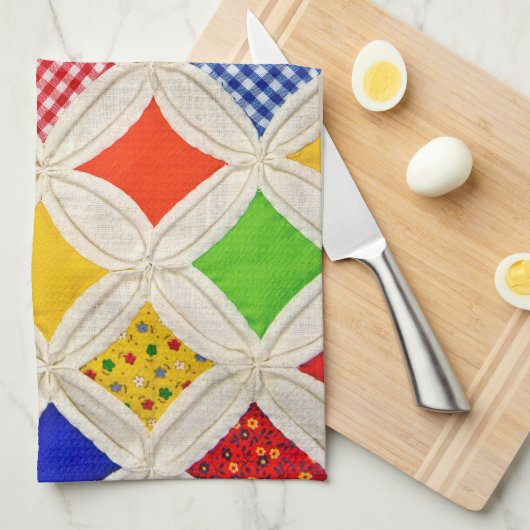 カテドラルウィンドウのキルトパターン キッチンタオル (四つ折り)