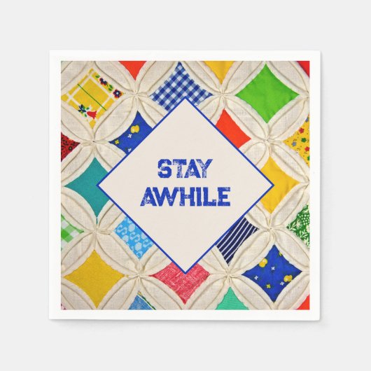 カテドラルウィンドウのキルトパターン スタンダードカクテルナプキン (正面)