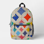 カテドラルウィンドウのキルトパターン プリントバックパック (正面)