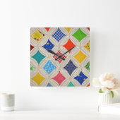 カテドラルウインドウキルトデザイン スクエア壁時計 (ホーム)