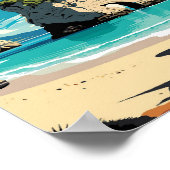 カテドラルコーブニュージーランドヴィンテージトラベル ポスター (角)