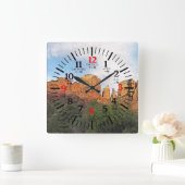 カテドラルロックセドナアリゾナ日本の語（英語） スクエア壁時計 (ホーム)