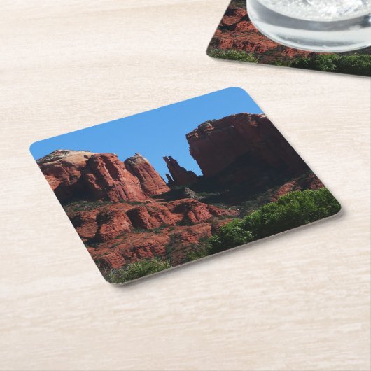 カテドラルロックセドナアリゾナ記念碑 スクエアペーパーコースター (アングル)