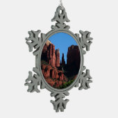 カテドラルロックセドナアリゾナ記念碑 スノーフレークピューターオーナメント (左)