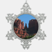 カテドラルロックセドナアリゾナ記念碑 スノーフレークピューターオーナメント (正面)