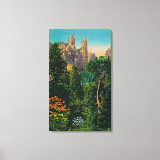 カテドラル尖塔とヨセミテバレー キャンバスプリント (正面)