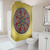 カテドラル教会ステンドグラスのカラフルのロゼット シャワーカーテン (インサイチュ)