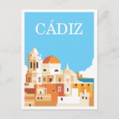カディススペインアートヴィンテージトラベルイラストレーション ポストカード (正面)