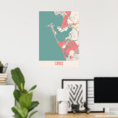 カディス – スペインのチョークシティの地図 ポスター (ホームオフィス)