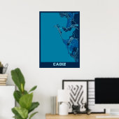 カディス – スペイン平和の街の地図 ポスター (ホームオフィス)