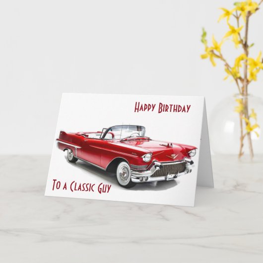 カディラックスタイル誕生日が男性をクラシック希望 カード (黄色い花)