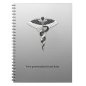 カデュケウス クラシック ノーブル メディカル エレガント ブラック ホワイト ノートブック (正面)