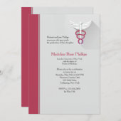 カデュースシンボルレッドトリム卒業招待状 招待状 (正面/裏面)