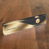 カデュース赤金ゴールドブラックバナー医エレガント療用 デスクネームプレート (側面)