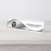 カデュース銀色黒卓上医 デスクネームプレート (正面)