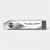 カデュース銀色黒卓上医 デスクネームプレート (正面)