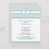 カデュースRN BSN LPN卒業ターコイズ青 招待状 (正面/裏面)