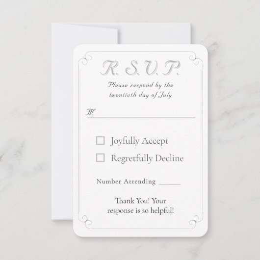 カトエレガントロモノグラムのックの応答カード 出欠カード (正面)