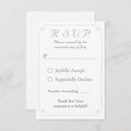 カトエレガントロモノグラムのックの応答カード 出欠カード (正面/裏面)