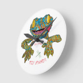 カトカゲのTシャツ ラウンド壁時計 (傾斜)