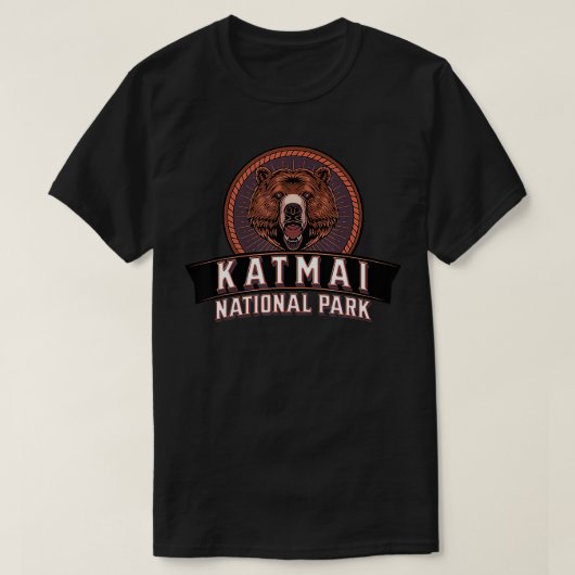 カトマイナショナルパークアラスカ自然ベアハイクアウトライト Tシャツ (デザイン正面)