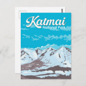 カトマイナショナルパークイラストレーショントラベルアートレトロ ポストカード (正面/裏面)