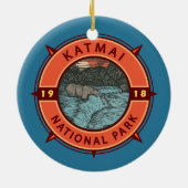 カトマイナショナルパークグリズリーベアレトロコンパス セラミックオーナメント (裏面)