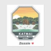 カトマイナショナルパークグリズリーベアーズレトロエンブレム シール (シート)