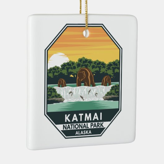 カトマイナショナルパークグリズリーベアーズレトロエンブレム セラミックオーナメント (右)