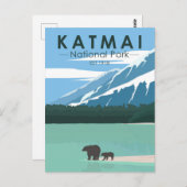 カトマイナショナルパークグリズリーベアーズヴィンテージ ポストカード (正面/裏面)