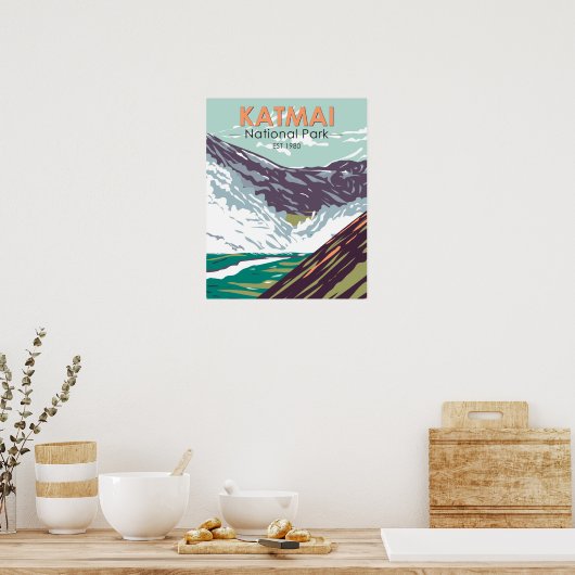 カトマイナショナルパーク一万煙ヴィンテージ ポスター (キッチン)