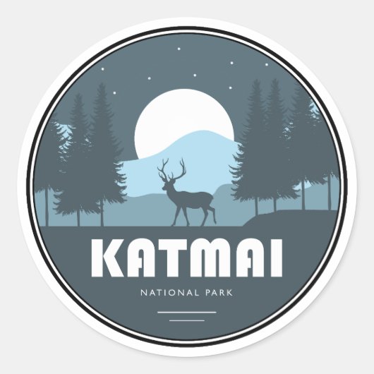 カトマイ国立公園の鹿 ラウンドシール (正面)