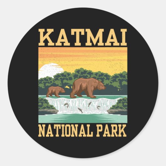 カトマイ国立公園 アラスカ州 クマ ハイキング アウトドア ラウンドシール (正面)
