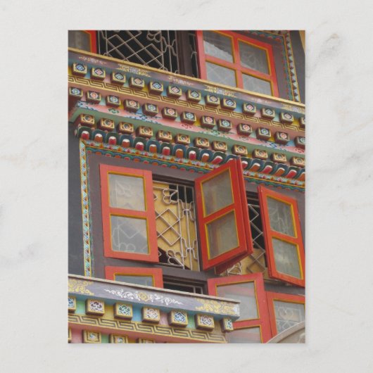 カトマンズのオレンジ色の窓 ポストカード (正面)