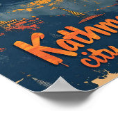 カトマンズネパールヴィンテージアートトラベルイラストレーション ポスター (角)