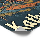 カトマンズネパールヴィンテージアートトラベルイラストレーション ポスター (角)