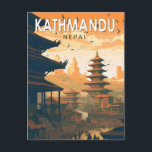 カトマンズネパール旅行アートヴィンテージ ポストカード<br><div class="desc">カトマンズレトロベクトル旅行デザイン。ネパールの首都カトマンズは、ヒマラヤ山脈に囲まれた谷に位置している。</div>